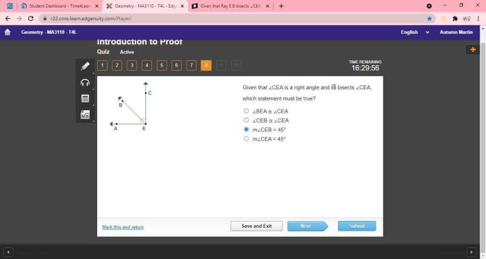 Given that eb bisects cea